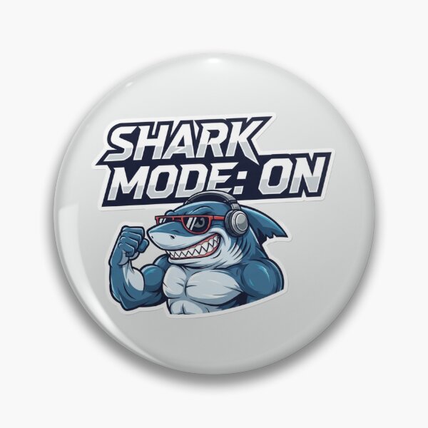 Item preview, Shark Mode: ON – Cool Muscular Shark with Headphones Funny Gym Ocean Design designed and sold by AquaPawsStudio.