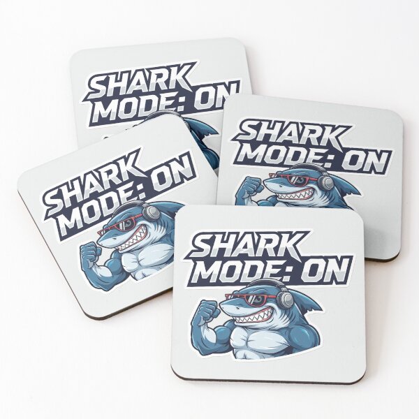 Item preview, Shark Mode: ON – Cool Muscular Shark with Headphones Funny Gym Ocean Design designed and sold by AquaPawsStudio.