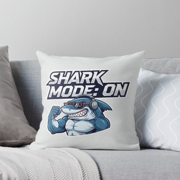 Item preview, Shark Mode: ON – Cool Muscular Shark with Headphones Funny Gym Ocean Design designed and sold by AquaPawsStudio.