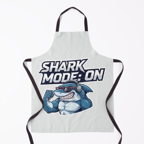 Item preview, Shark Mode: ON – Cool Muscular Shark with Headphones Funny Gym Ocean Design designed and sold by AquaPawsStudio.