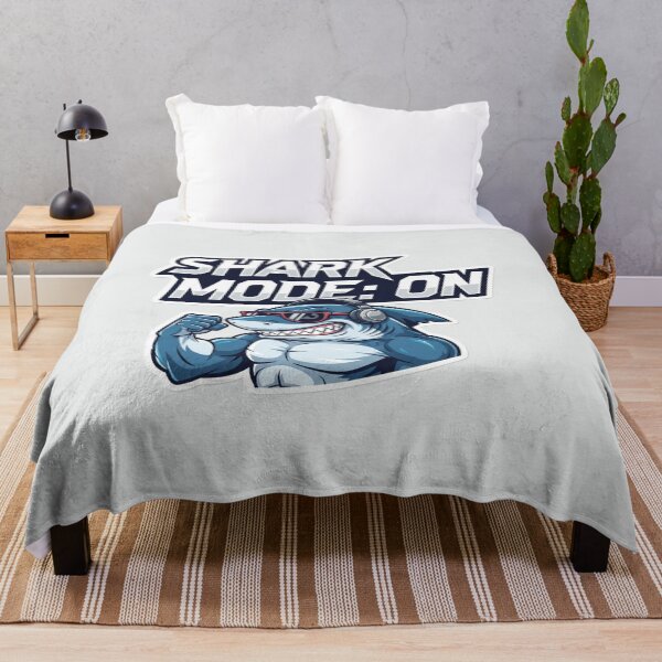 Item preview, Shark Mode: ON – Cool Muscular Shark with Headphones Funny Gym Ocean Design designed and sold by AquaPawsStudio.