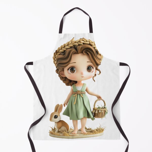 Item preview, Kawaii Demeter – Baby Earth Goddess with Bunny and Basket designed and sold by GoldenChiArt.