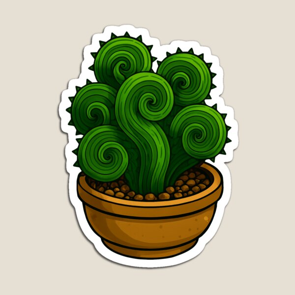 Item preview, Swirly Cartoon Cactus inside of a Pot  designed and sold by picsofplants.