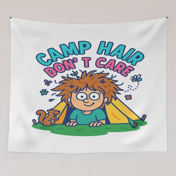 Item preview, Camp Hair Chaos – Summer Camping Adventure Vibes designed and sold by Rajasekar.