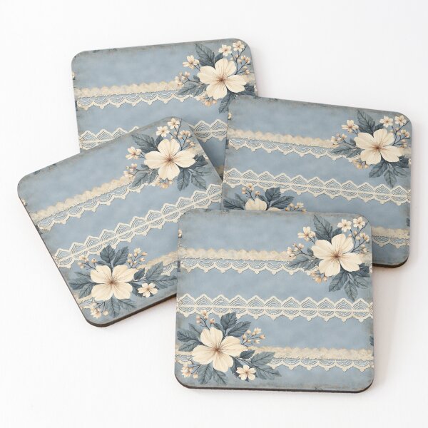 Item preview, Vintage Denim Floral Pattern designed and sold by Wordsmith-Wear.