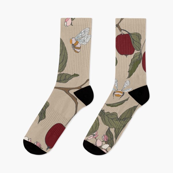 Item preview, Line apple branch with bee on it. Blooming branch of sakura apple tree seamless pattern. designed and sold by MatyKotiv.