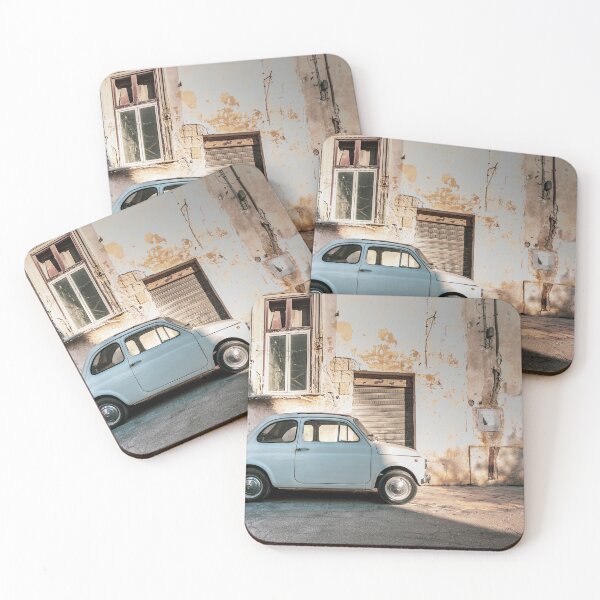 Item preview, Vintage Fiat 500 in Front of Weathered Mediterranean Wall designed and sold by MaverickCZ.