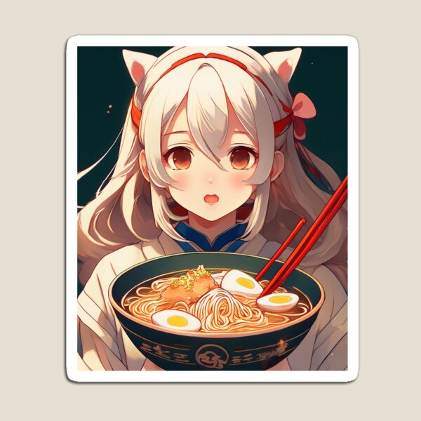 Item preview, Anime girl eating ramen  designed and sold by CosmoDigitally.