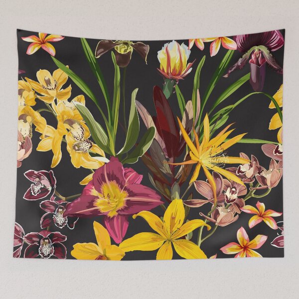 Item preview, Seamless Pattern. Tropical flowers. Magical lily, orchids, plumeria flowers. Realistic vector image. Print for all types of surfaces. Trendy print. designed and sold by MatyKotiv.