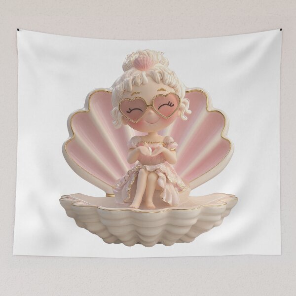 Item preview, Cute Chibi Venus – Baby Love Goddess in Pink Shell designed and sold by GoldenChiArt.