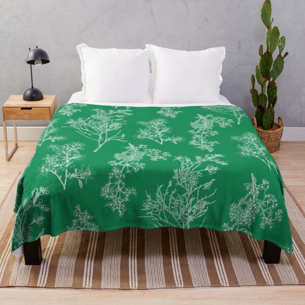 Aperçu de l'œuvre Motif floral botanique Cottage en vert Kelly et blanc créée et vendue par kierkegaard.