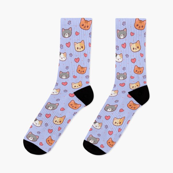 Item preview, Kawaii Cat Faces – Purple Pattern Hearts and Paws designed and sold by Magsu.art.
