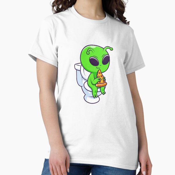 Item preview, Funny Alien Eating Pizza on Toilet | Cute Space Humor designed and sold by CookieKrumbz.