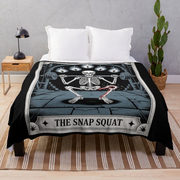 Item preview, The Snap Squat – Funny Gym Injury Skeleton Tarot designed and sold by SignumShop.