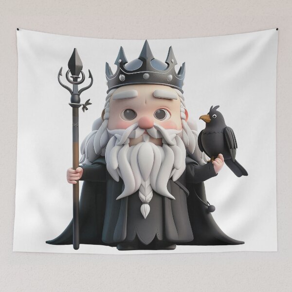 Item preview, Chibi Odin – Norse God of Wisdom with Raven designed and sold by GoldenChiArt.