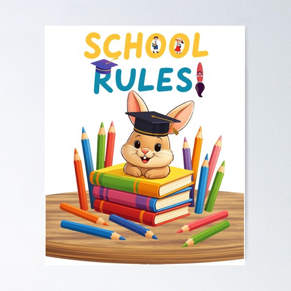 Item preview, School Rules Bunny designed and sold by Quirk & Calm Studio.
