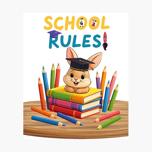 Item preview, School Rules Bunny designed and sold by Quirk & Calm Studio.