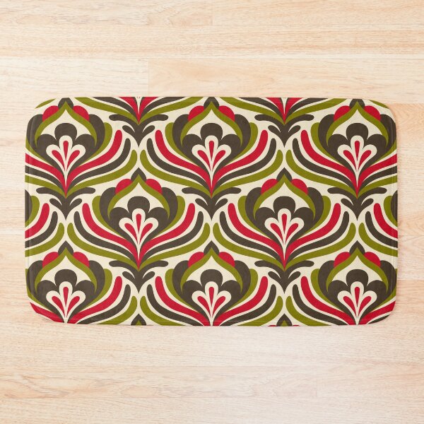 Item preview, Abstract Vintage Blossoms / Red - Green (3473B) designed and sold by RouCouCou.