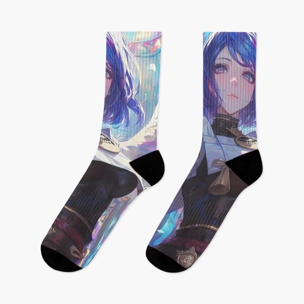 Item preview, Kujou Sara Genshin Blue Hair Angel Anime Girl Wings Stained Glass Serene Beauty designed and sold by earlobejerk.
