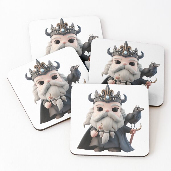 Item preview, Chibi Odin – Norse Allfather with Raven and Staff designed and sold by GoldenChiArt.