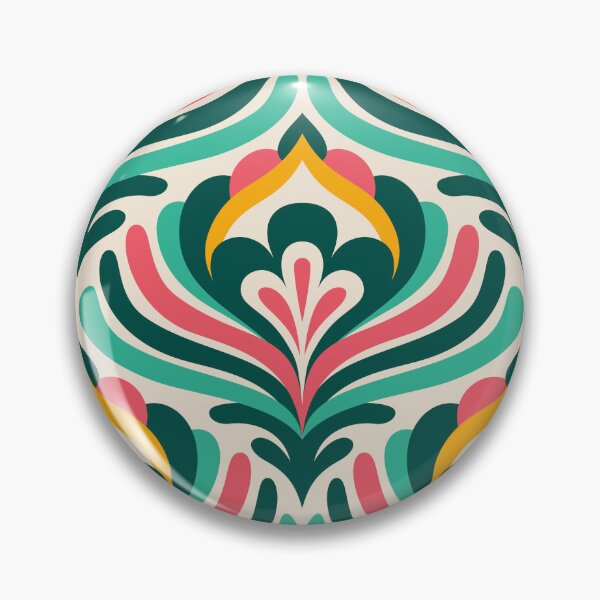 Item preview, Abstract Vintage Blossoms / Green-Pink-Yellow (3473C) designed and sold by RouCouCou.
