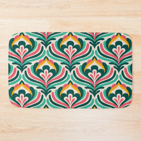 Item preview, Abstract Vintage Blossoms / Green-Pink-Yellow (3473C) designed and sold by RouCouCou.