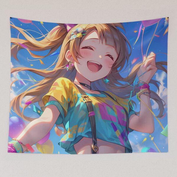 Item preview, Kotori Minami Love Brown Hair Anime Girl Party Balloons Confetti Joyful Smile designed and sold by earlobejerk.