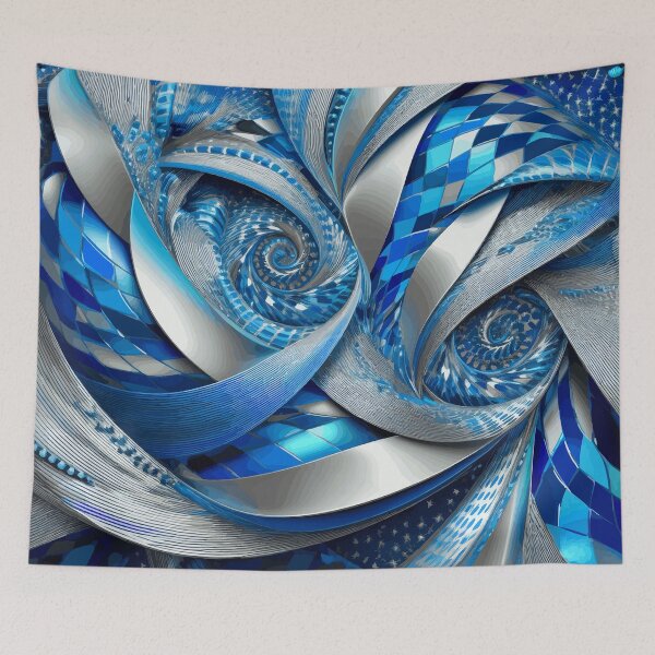 Item preview, Abstract Blue and Silver designed and sold by Vicky Brago-Mitchell®.