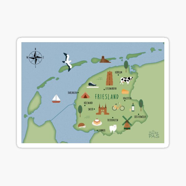 Item preview, Illustrated map of Friesland designed and sold by ymkesinfogr.