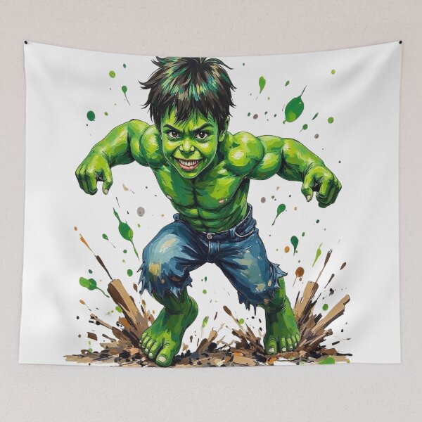 Item preview, Hulk-inspired Superhero Kid Prints designed and sold by Platypus Pics.