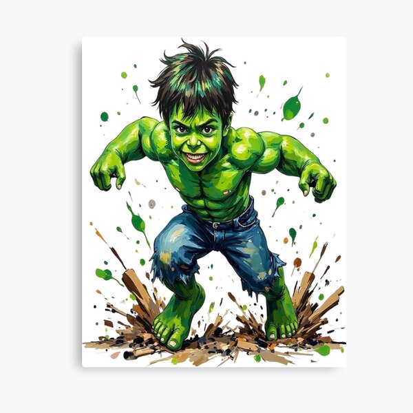 Item preview, Hulk-inspired Superhero Kid Prints designed and sold by Platypus Pics.