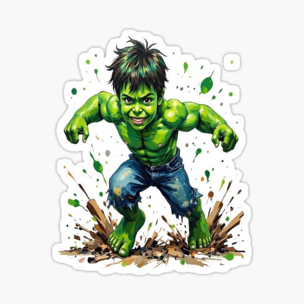 Item preview, Hulk-inspired Superhero Kid Prints designed and sold by Platypus Pics.