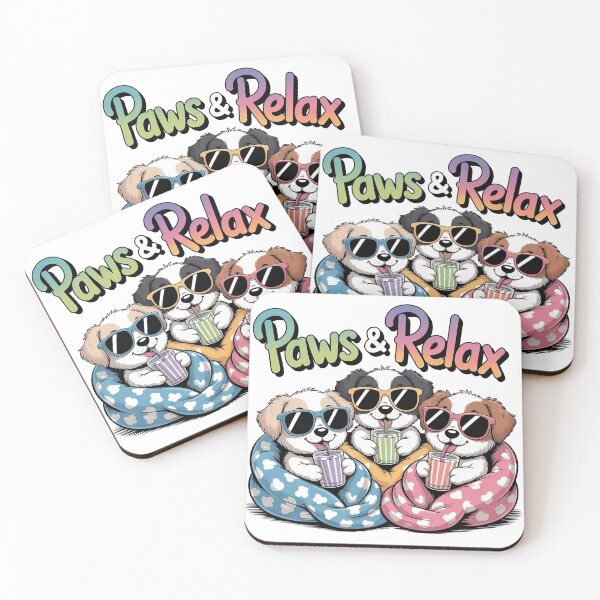 Item preview, three cartoon puppies  'Paws & Relax' designed and sold by Nimkaew.