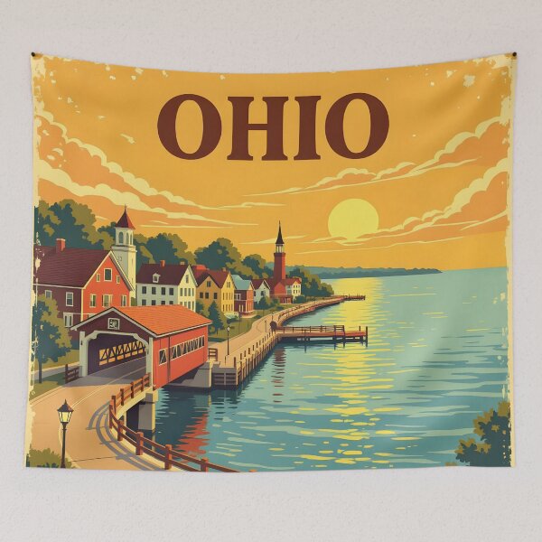 Item preview, Ohio: Vintage-Style Painterly Travel Poster designed and sold by LSVart.