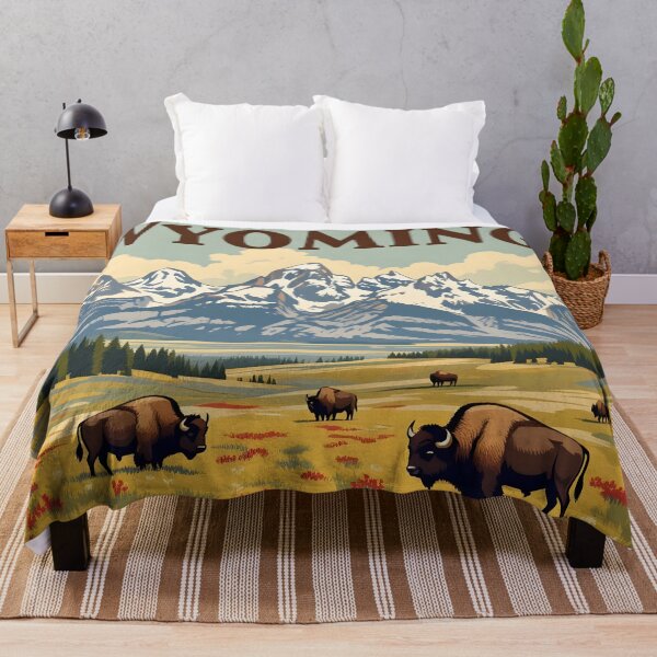 Item preview, Wyoming: Vintage-Style Painterly Travel Poster designed and sold by LSVart.