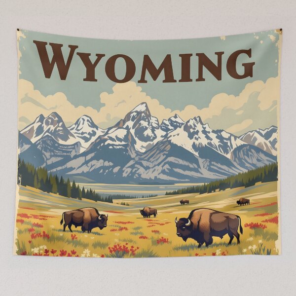 Item preview, Wyoming: Vintage-Style Painterly Travel Poster designed and sold by LSVart.