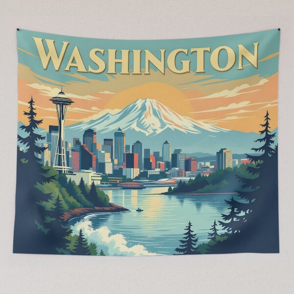 Item preview, Washington, D.C.: Vintage-Style Painterly Travel Poster designed and sold by LSVart.