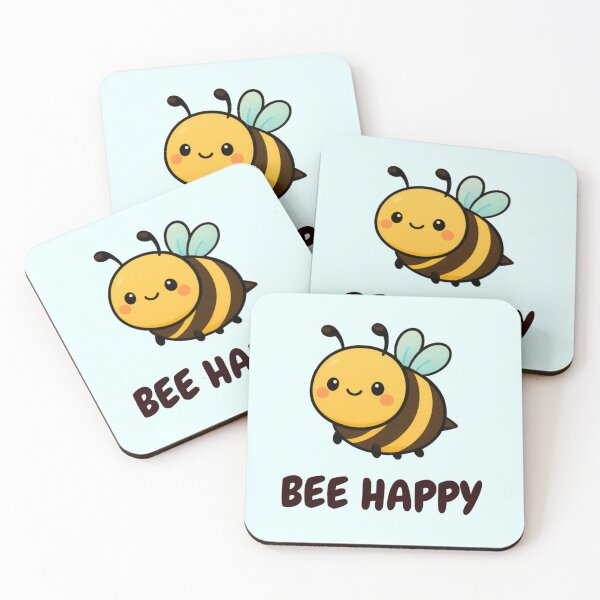 Item preview, Bee Happy Cute Kawaii Bee – Positive Vibes Illustration designed and sold by HealthCoreCommunity.