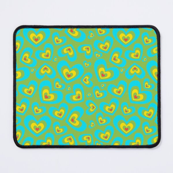 Item preview, Retro Nested Heart Pattern – Turquoise, Yellow & Red on Green designed and sold by larissa-myrie.