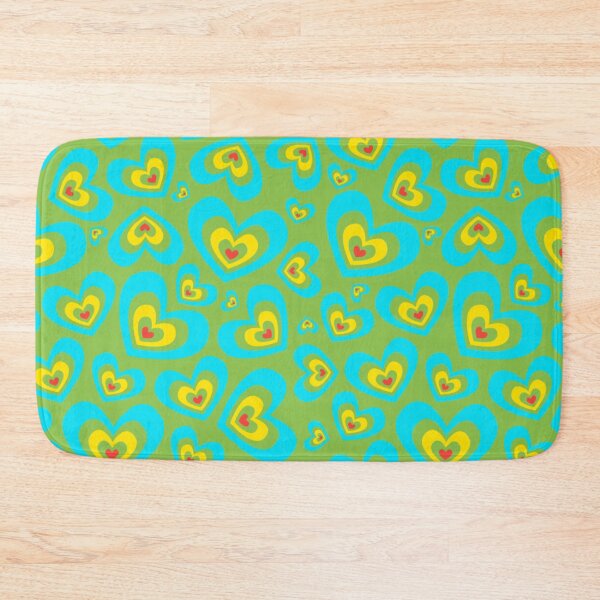 Item preview, Retro Nested Heart Pattern – Turquoise, Yellow & Red on Green designed and sold by larissa-myrie.