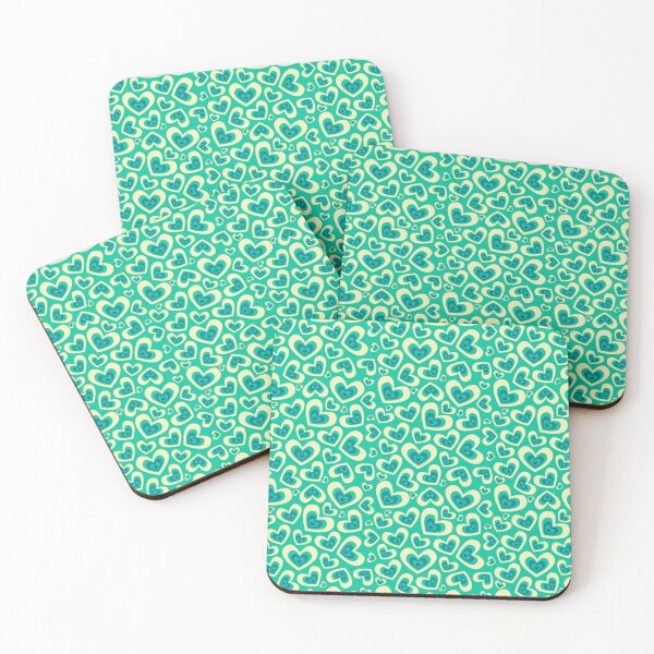 Item preview, Mint Condition Love - Green Heart Pattern Design – Teal and Cream Retro Love Graphic designed and sold by larissa-myrie.