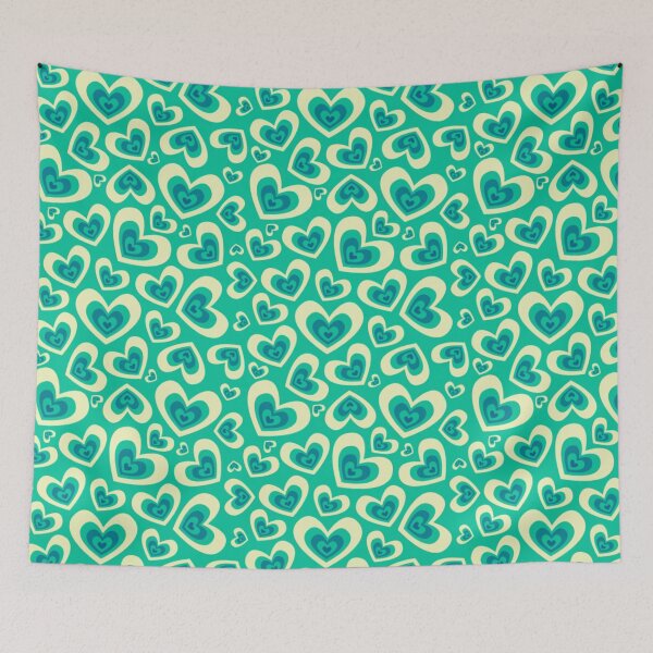 Item preview, Mint Condition Love - Green Heart Pattern Design – Teal and Cream Retro Love Graphic designed and sold by larissa-myrie.