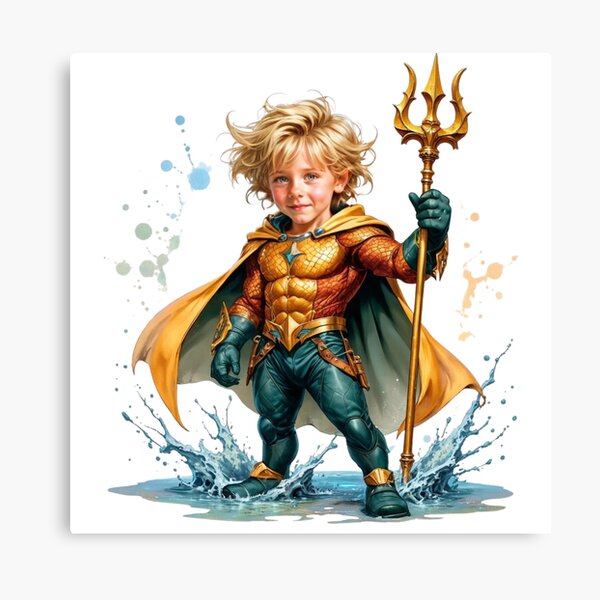 Item preview, Aquaman-Inspired Superhero Kid Customizable Print designed and sold by Platypus Pics.