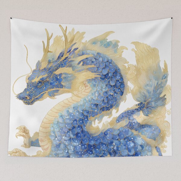 Item preview, Sapphire Gemstone Dragon – Blue & Gold  designed and sold by BlissxPals.