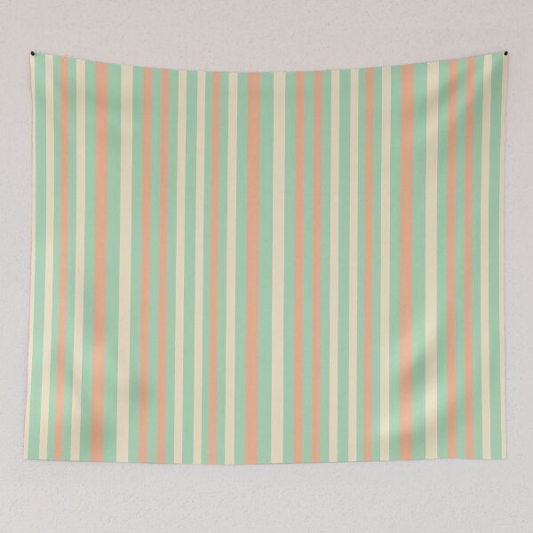 Item preview, Vintage Retro Vertical Stripe Mid Mod Cozy Boho Accent Piece  Mint Green Orange designed and sold by Prints and Lifestyle.