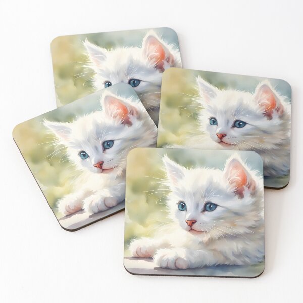 Item preview, White Kitten with Blue Eyes designed and sold by CalmnessbyChoice.