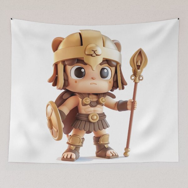 Item preview, Cute Chibi Hercules – Baby Greek Demigod in Lion Warrior Costume designed and sold by GoldenChiArt.