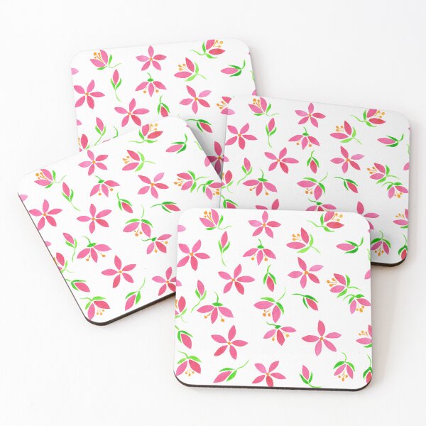 Item preview, Hand Painted Pink Flowers On Watercolor Paper Happy Pattern by Irina Sztukowski designed and sold by Irina Sztukowski.