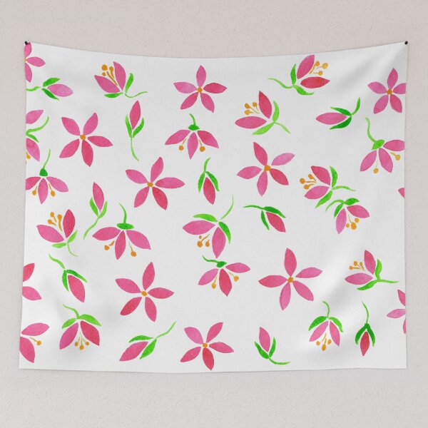 Item preview, Hand Painted Pink Flowers On Watercolor Paper Happy Pattern by Irina Sztukowski designed and sold by Irina Sztukowski.