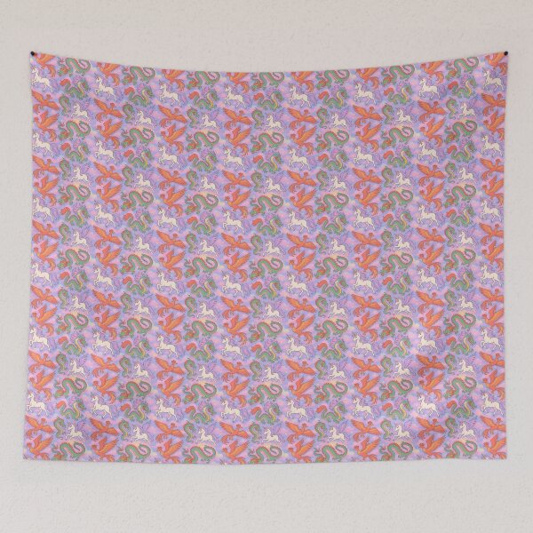 Item preview, Fantasy Creatures on Cloudy Sky Pattern designed and sold by Aryabek.